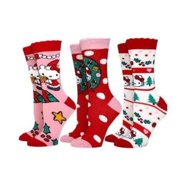 Imagem de Meias Longas Femininas Kawaii E Fofas Com Estampa De Anime, 3 Pares, M