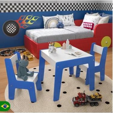Imagem de Conjunto de Mesa Infantil com 2 cadeiras MDF Diana - Magazine L, Azul/
