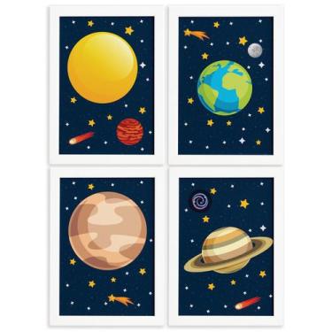 Imagem de Quadros para Quarto Infantil Sistema Solar Planetas Kit 4un - Quartinh