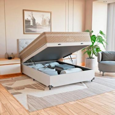 Imagem de Cama Box Baú Viúva + Colchão Paris Molas Ensacadas Bege - eShop casa