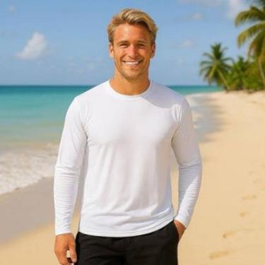 Imagem de Camiseta PROTEÇÃO SOLAR UV Masculina Manga Longa Térmica Fitness Academia Corrida Praia Verão 247-Masculino