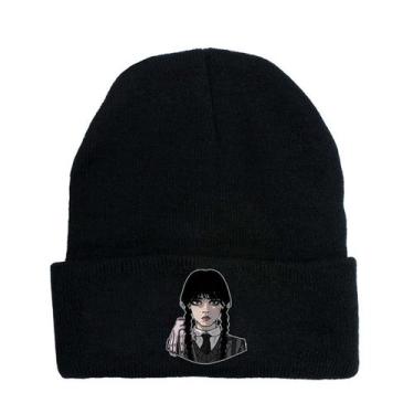 Imagem de Chapéu de malha Wednesday Anime Winter Beanie de fibra acrílica - yiwe
