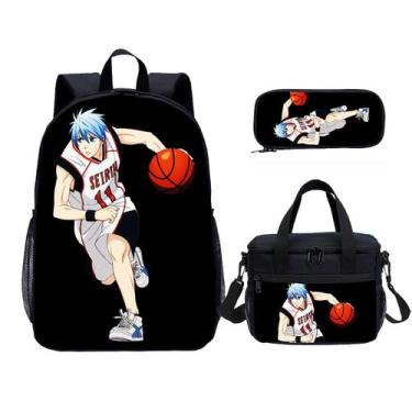 Imagem de Conjunto de mochilas escolares Kuroko Basketball, 3 peças com bolsa de
