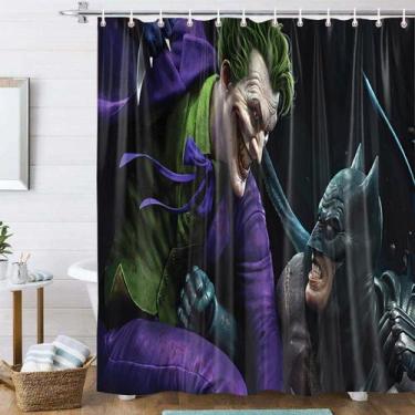 Imagem de Cortina de banho impermeável de poliéster Anime Jokers and Batmans - Y