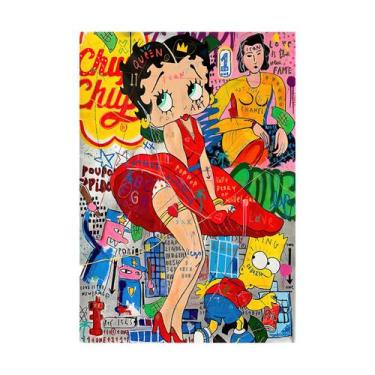 Imagem de Impressão de pôster de pintura de parede em tela Betty Boop Anime - yi