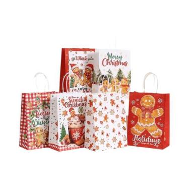 Imagem de Sacolas De Presente De Natal Em Forma De Homem De Gengibre, 6 Ou 12 Pe