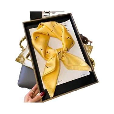 Imagem de Lenço De Seda Feminino 70x70cm Luxuoso Com Estampa De Corrente Fino Pa