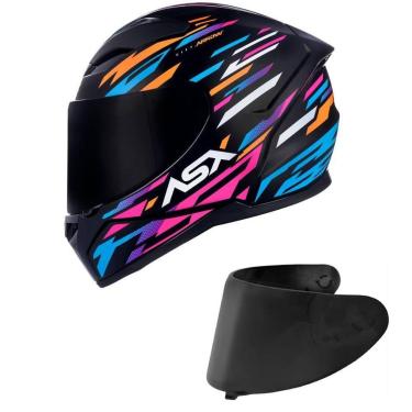 Imagem de Capacete ASX City Arrow Preto Laranja e Rosa Mais Viseira Fumê-Feminino