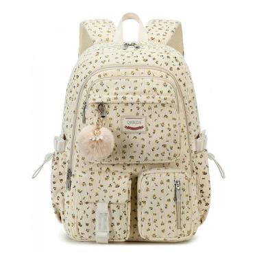 Imagem de Mochila Escolar de Veludo QHRIDS - Grande, Anti-Roubo, Ideal para Notebook e Viagens