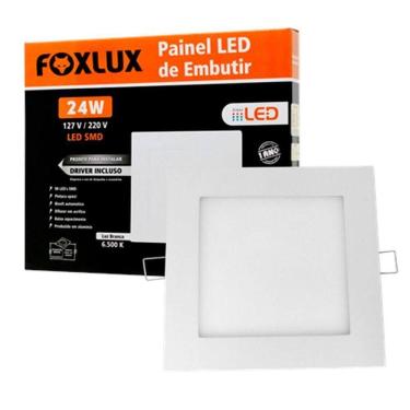 Imagem de Painel De Led Bivolt Foxlux Quadrado Sobrepor 24w 3000k