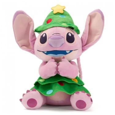 Imagem de Pelúcia Oficial de Natal Disney Store Angel Lilo & Stitch Natalina 2025, 36 cm, Fantasia Árvore de Natal com Estrela Dourada e Detalhes
