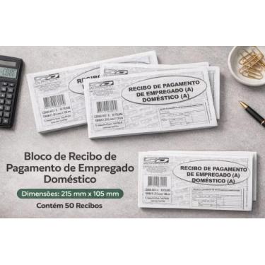 Imagem de Recibo Pagamento Empregado Doméstico com 50 folhas São Domingos (SKU 9