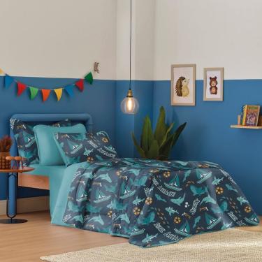 Imagem de Edredom Solteiro Estampado Atlantix 150x220cm 100% Algodão Shark