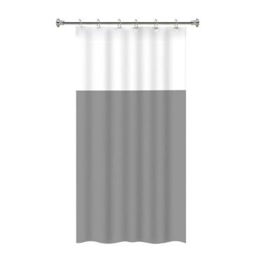 Imagem de Cortina De Box Para Banheiro Em Pvc Com Visor Liso – 138x198cm – Cinza