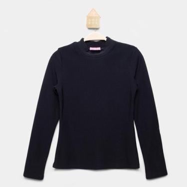 Imagem de Camiseta Térmica Infantil Pix Love Manga Longa Gola Alta Menina, Marin