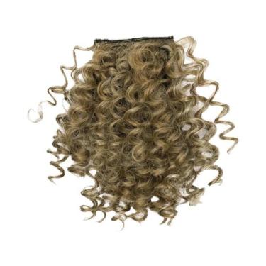 Imagem de Peruca Sintética Curta Afro Kinky Cacheada Para Mulheres Negras Com Fr