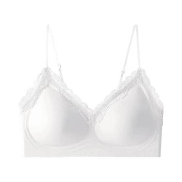 Imagem de Sutiã Feminino Sem Costura De Renda Fino Para Seios Pequenos Com Alça 
