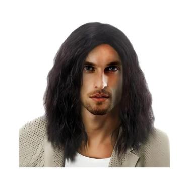 Imagem de Peruca Sintética Masculina Cacheada Na Altura Dos Ombros, Moderna, Cob