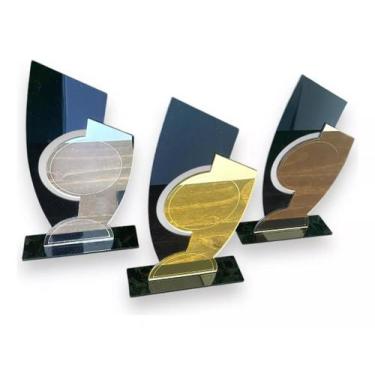 Imagem de Kit 3 Troféu Universal Dourado, Prata E Bronze 11x25 - Prêmio
