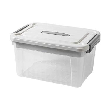 Imagem de Caixa Organizadora Caixa Organizador Multiuso Empilhável com Tampa para Armazenamento em Plástico com Travas Laterais