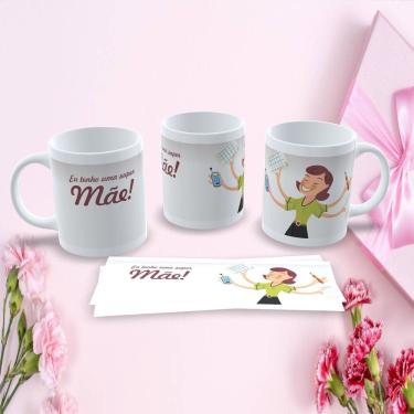 Imagem de Caneca de Porcelana 325ML Mães Estampa 132 para Presente Dia das Mães com Tema Especial Branco Outras Marcas