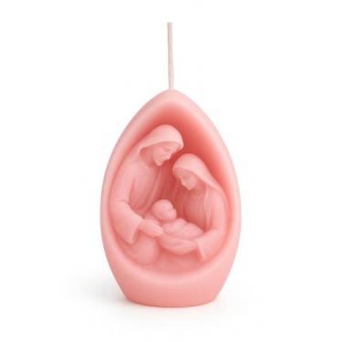 Imagem de Vela Presépio 3D Rosa 7,8cm Enfeite Religioso de Natal - Zein