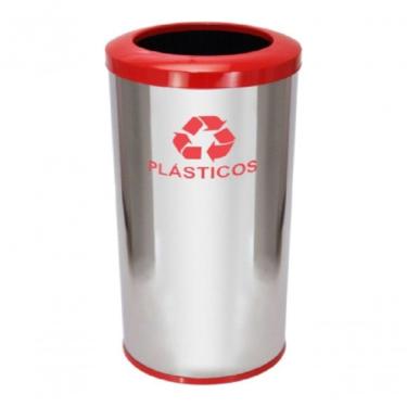 Imagem de Lixeira C31 50L Aço Inox com Aro Pintado para Ambiente Interno e Externo Inox