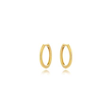Imagem de Brinco Argola Atraktiva Jóias Lisa Click Semijoia Banhada a Ouro 18K 1,6CM Ou 1,8CM Dou...