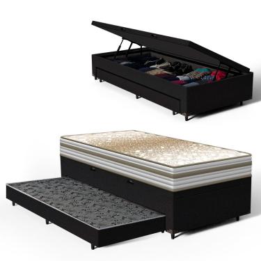 Imagem de Cama Box Baú com Colchão de Molas Ensacadas Double Face Pillow Euro Alfa Probel + Auxil...