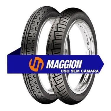 Imagem de Par Pneu Biz 80/100-14 E 60/100-17 Maggion Winner Uso Sem Camara