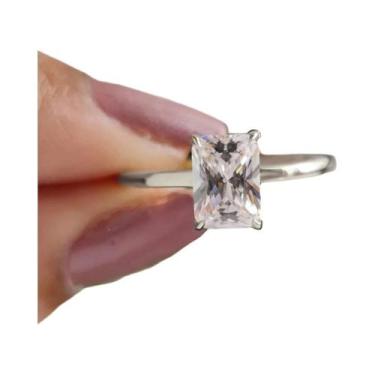Imagem de Anel Retangular De Zircônia Em Prata Esterlina 925 Para Mulheres 1-5CT