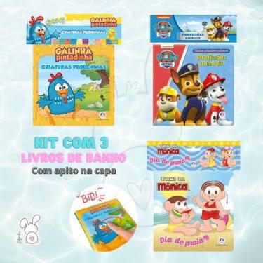Imagem de Kit 3 Livros - Livro Bebe Banho - Galinha Pintadinha  Turma da Mônica 