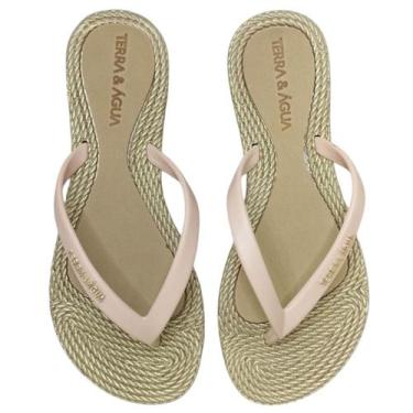 Imagem de Chinelo Feminino Terra E Agua Conforto 260900, Rosa, Dourado, 35