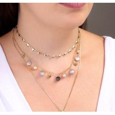 Imagem de Colar Chocker Dourado Folheado A Ouro Com Garantia Gargantilha Semi Jo