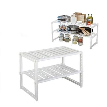 Imagem de Prateleira Expansível Dupla Organizador para Pia Guarda Roupa Sapateira com Estrutura d...