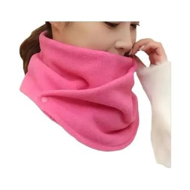 Imagem de Cachecol Feminino De Inverno Quente Em Lã De Cordeiro, Gola Protetora 