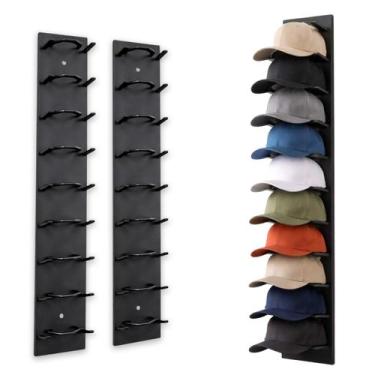 Imagem de Organizador Suporte Bone Kit 2 Uni Chapeu Adesivo Parede Porta Armario