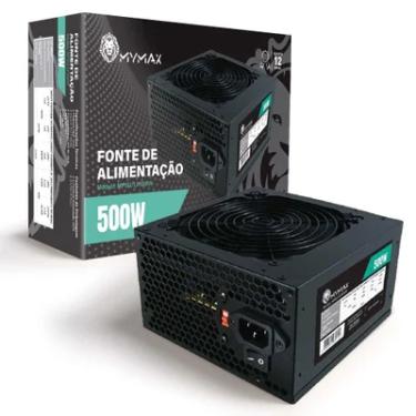 Imagem de Fonte Mymax ATX, 500W Real, Bivolt Manual, 24 Pinos, Cabo Incluso