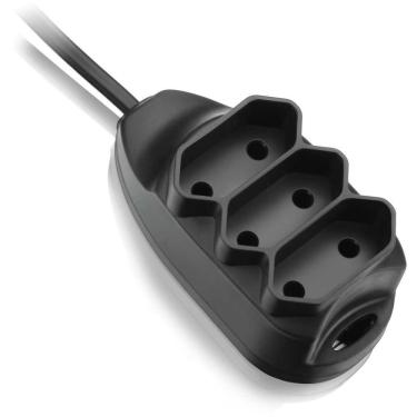 Imagem de Extensão Elétrica Bipolar 3 Entradas 5 Metros com Suporte para Fixação Preta Bivolt Elgin