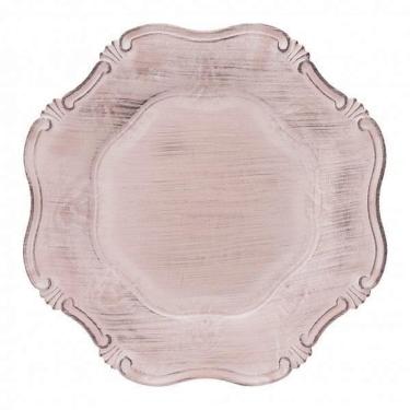 Imagem de Sousplat de Plástico Copa e Cia Corinto Rose Gold Antique Rosa Chá 33cm