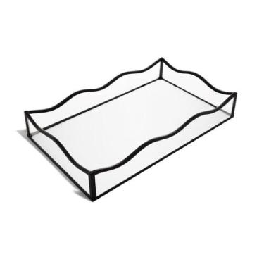 Imagem de Bandeja Retangular Ocean C/ Espelho 15x25x4cm Metal Preta Lyor Design,