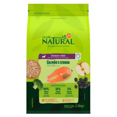 Imagem de Ração Guabi Natural para Cães Adultos de Raças Médias sabor Salmão & Cevada - 2,5KG