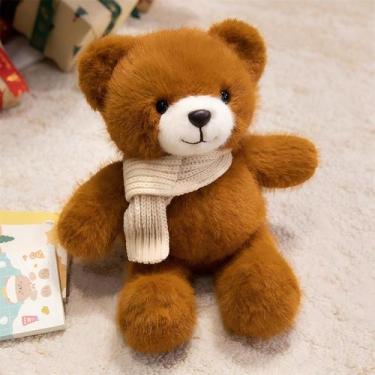 Imagem de Urso de Pelúcia HOKESS 30 cm Marrom Macio com Cachecol