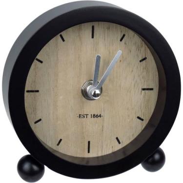 Imagem de Relógio Decorativo Mesa HomeCo MDF 11x11x3cm Preto - HOME&CO, Material