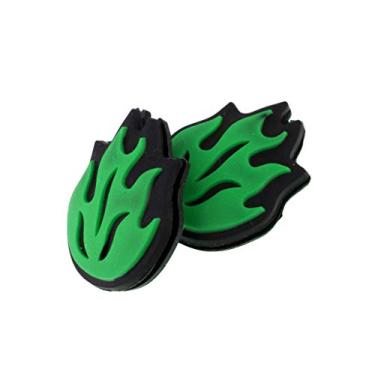 Imagem de Conjunto de 2 amortecedores de vibração de raquete de tênis de silicone durável SM SunniMix à prova de choque – Padrão de fogo, Verde, as described
