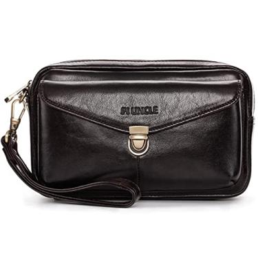 Imagem de Bolsa organizadora de couro masculina com compartimentos para proteção de cartão de crédito, E-coffee, With Card Slots