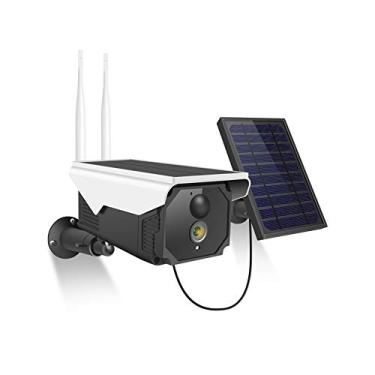 Imagem de Câmera de segurança movida a energia solar, com câmera WiFi solar com bateria recarregável 7800Mah, câmera com bateria de segurança sem fio à prova d'água externa, multiusuários, detecção de movimento