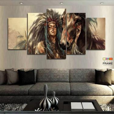 Imagem de Quadros Decorativos India Cavalo 63x130mt em Tecido