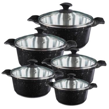 Imagem de Jogo Panelas Preto Liso Alumínio Usinado Javali AA 16 a 24