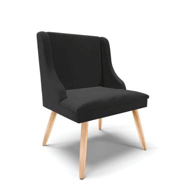 Imagem de Cadeira Veludo Preto Pés Palito Natural